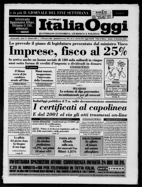 Italia oggi : quotidiano di economia finanza e politica